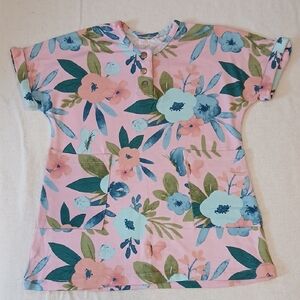 Milkmaid Goods Bamboo Goods Pink Floral Short Sleeve Tunic Top